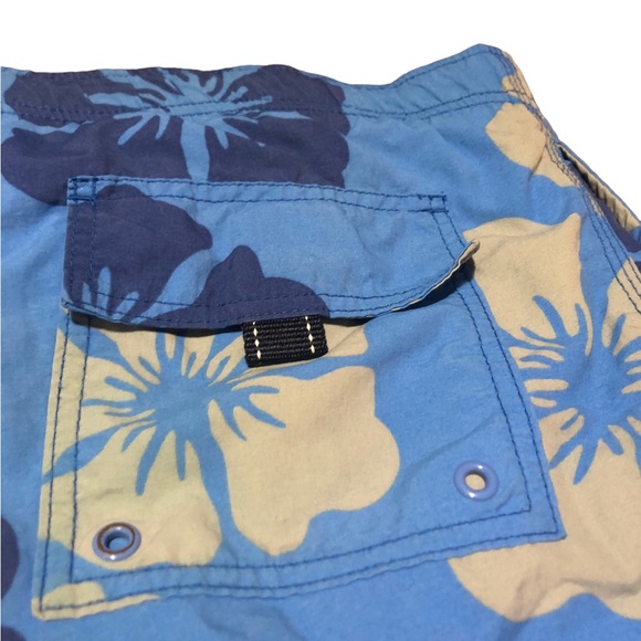 Lands' End Printed Tropical Lined Swim Trunks Board Short Blue  Men's Size M - Picture 3 of 10